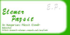 elemer pazsit business card